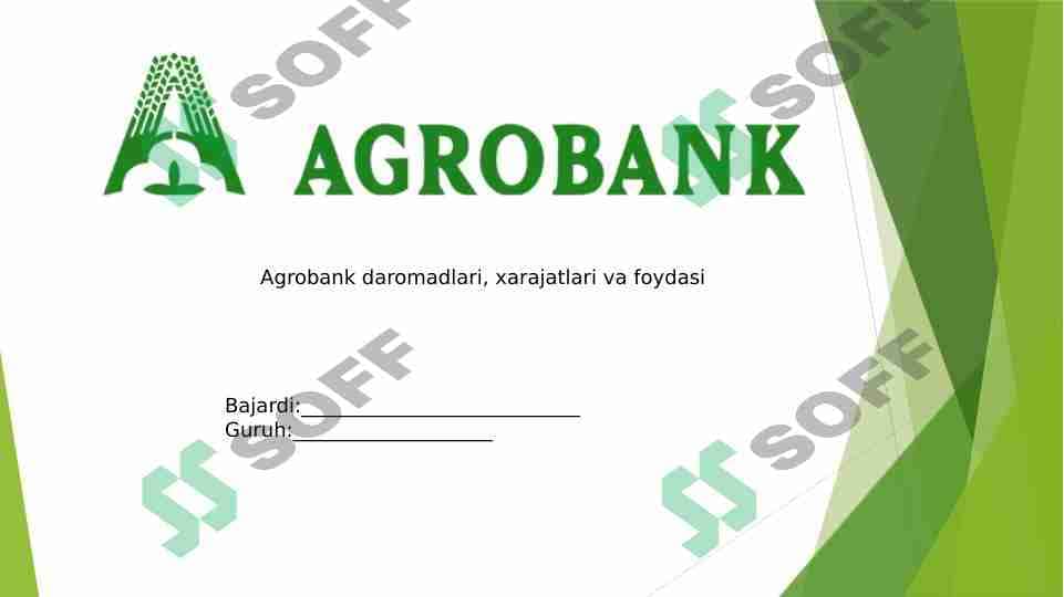 Agrobank daromadlari, xarajatlari va foydasi 1