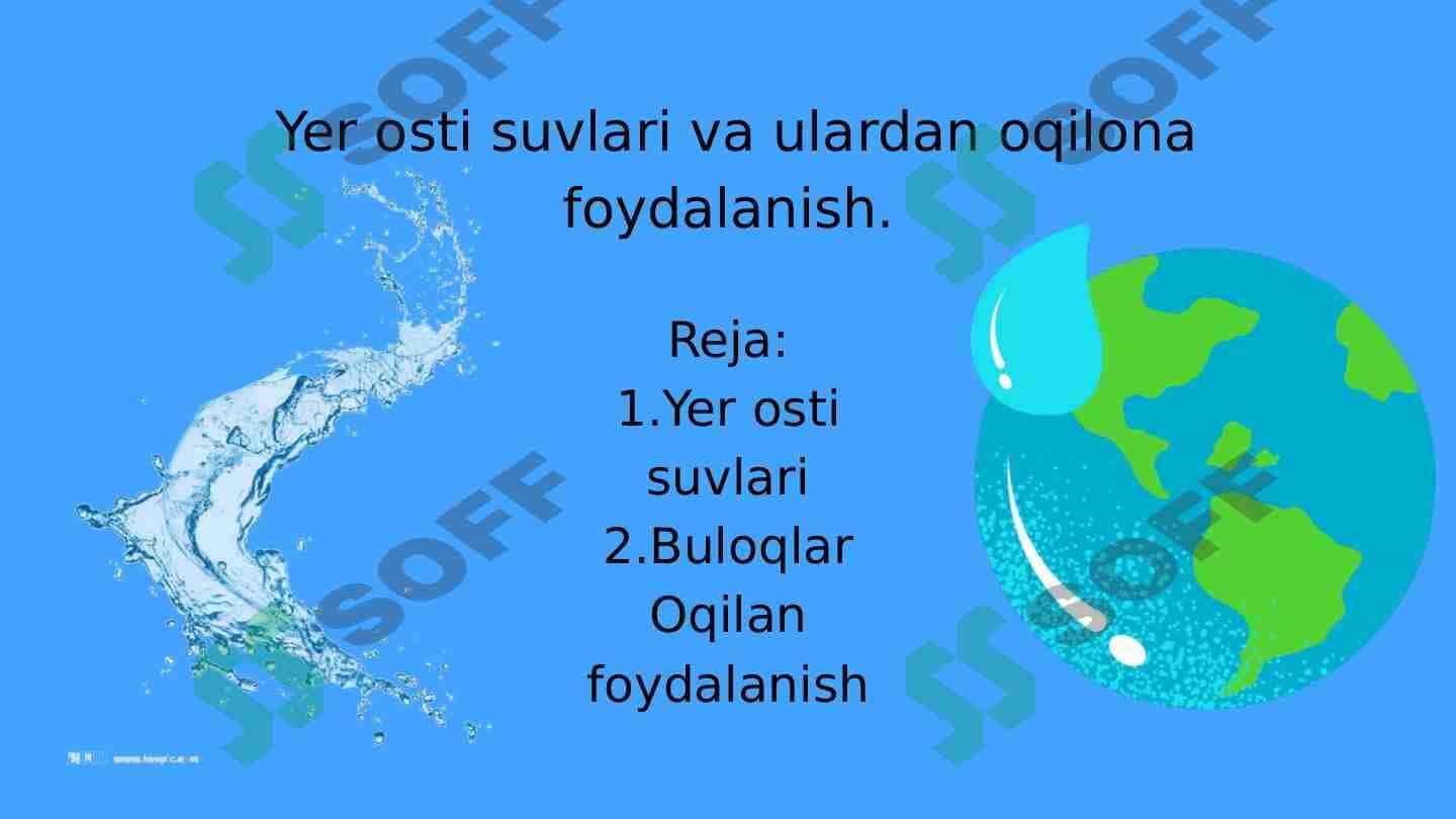 Yer osti suvlari va ulardan oqilona foydalanish. 1
