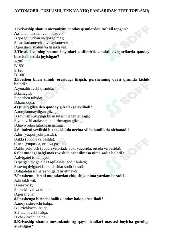 Avtomobil va yo'l harakati qoidalari 1