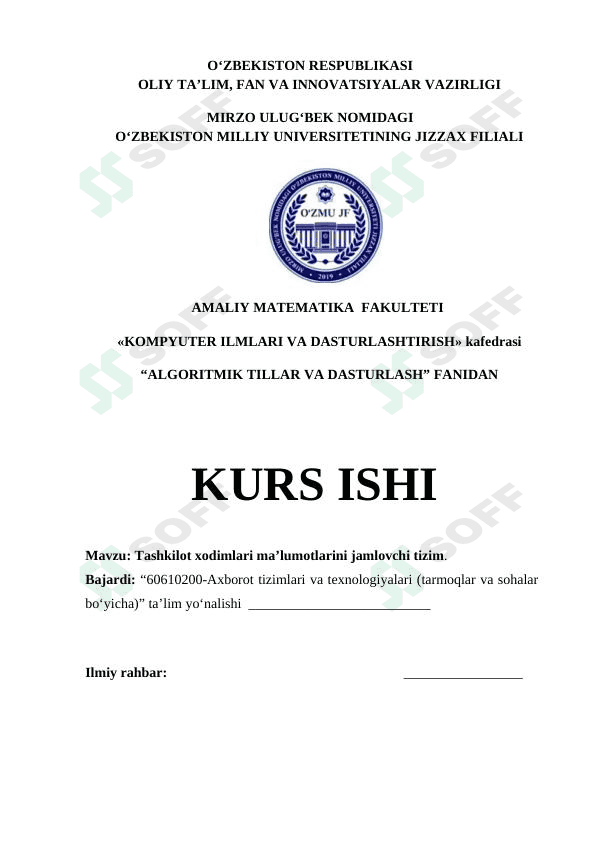 Tashkilot xodimlari ma’lumotlarini jamlovchi tizim 1