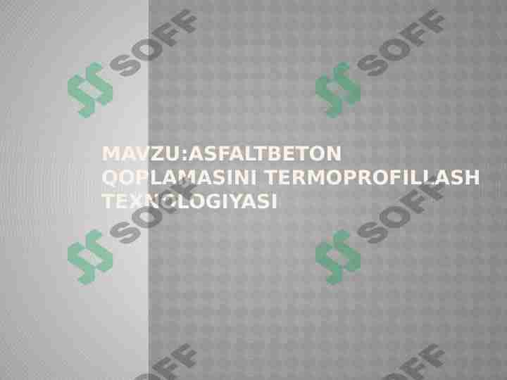Asfaltbeton qoplamasini termoprofillash texnologiyasi 1