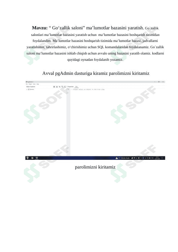 go`zalik saloni ma`lumotlar bazasini yaratish 1