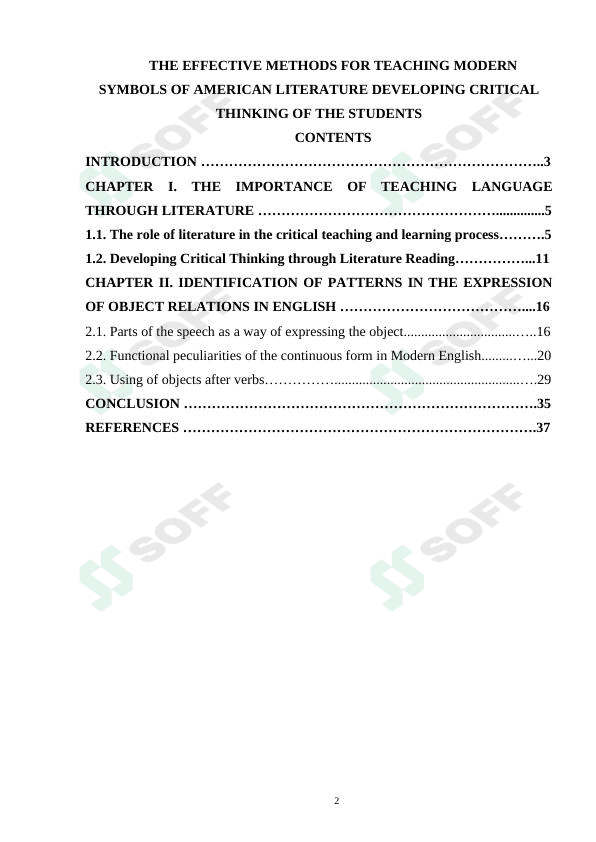 THE EFFECTIVE METHODS FOR TEACHING MODERN SYMBOLS OF AMERICAN LITERATURE DEVELOPING CRITICAL THINKING OF THE STUDENTS 1