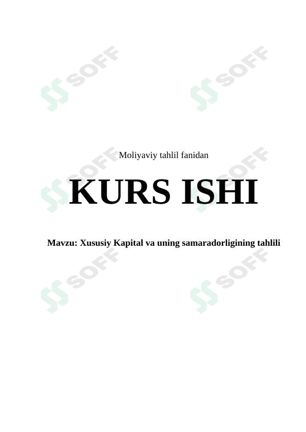 Xususiy kapital va uning samaradorligining tahlili 1