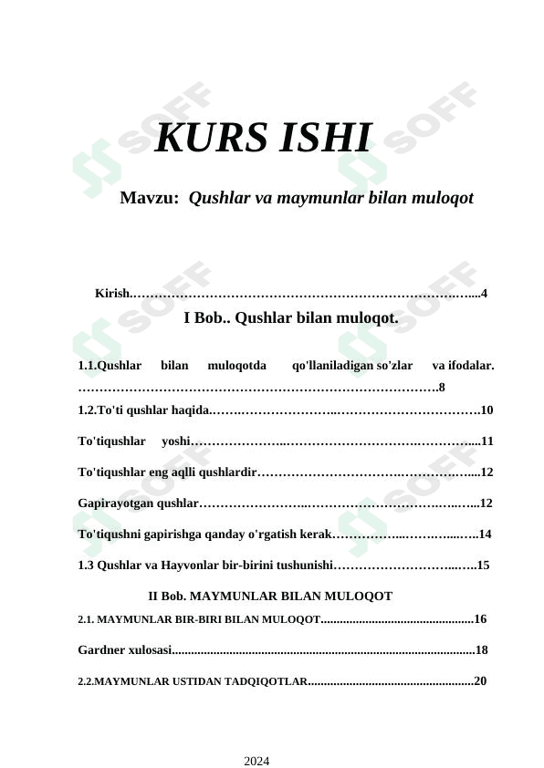 Qushlar va maymunlar bilan muloqot 1