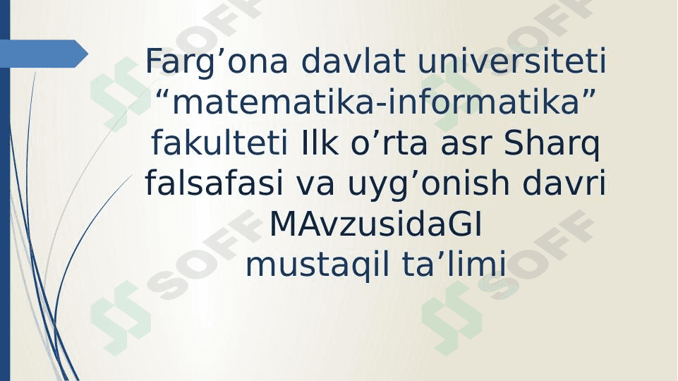 Ilk o'rta asrlarda shara falsafasi va uyg'onish davr 1
