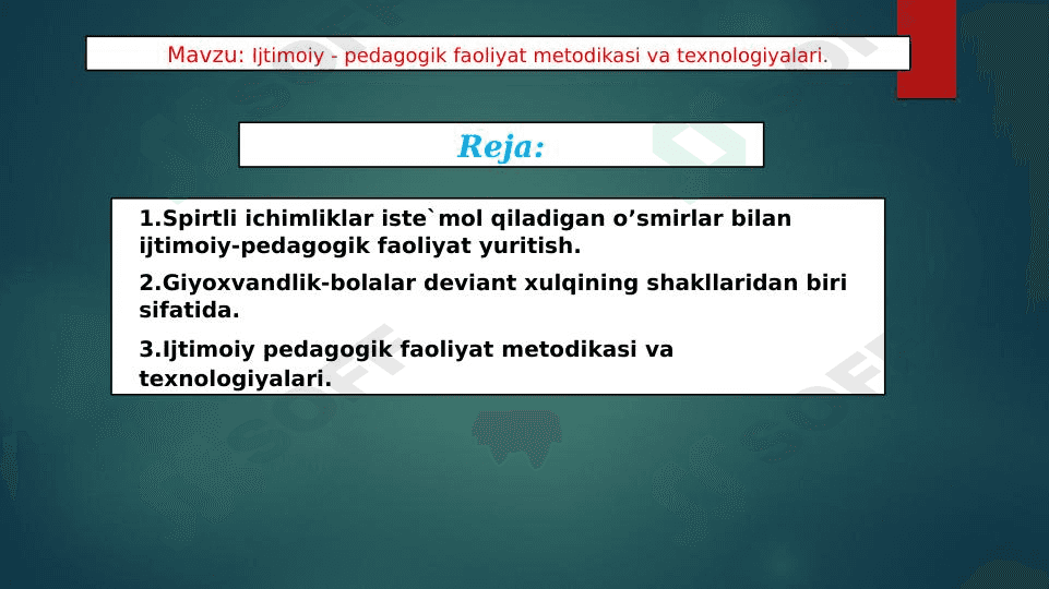 Ijtimoiy - pedagogik faoliyat metodikasi va texnologiyalari. 1