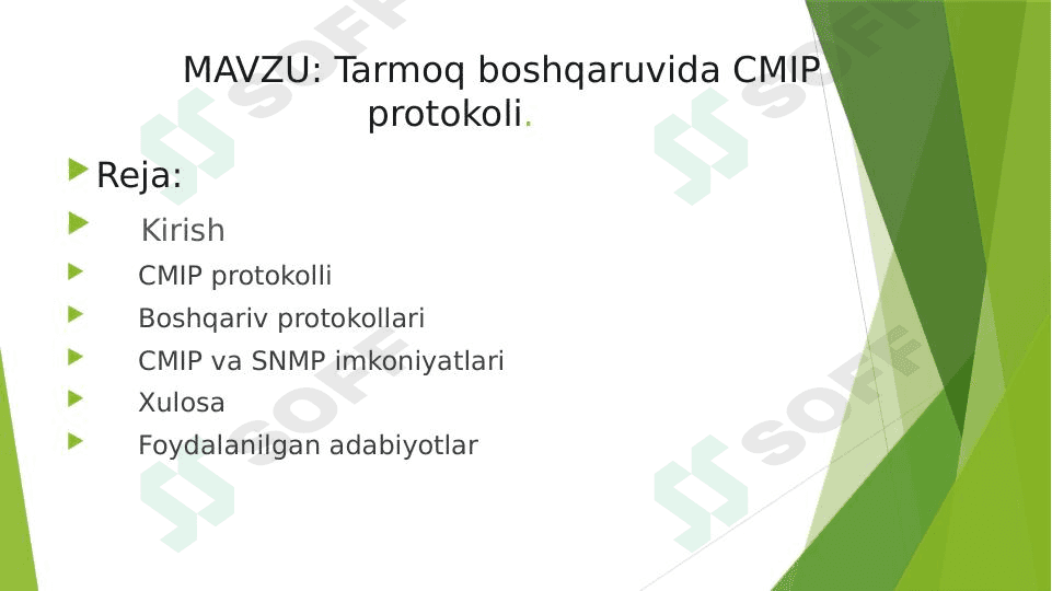Tarmoq boshqaruvida CMIP protokoli 1