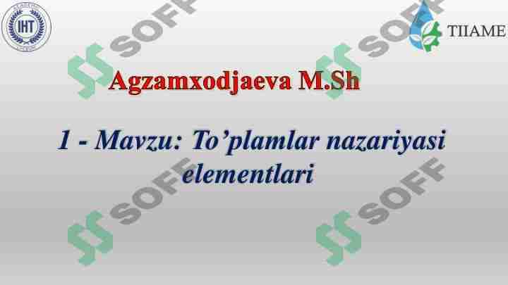 To’plamlar nazariyasi elementlari 1