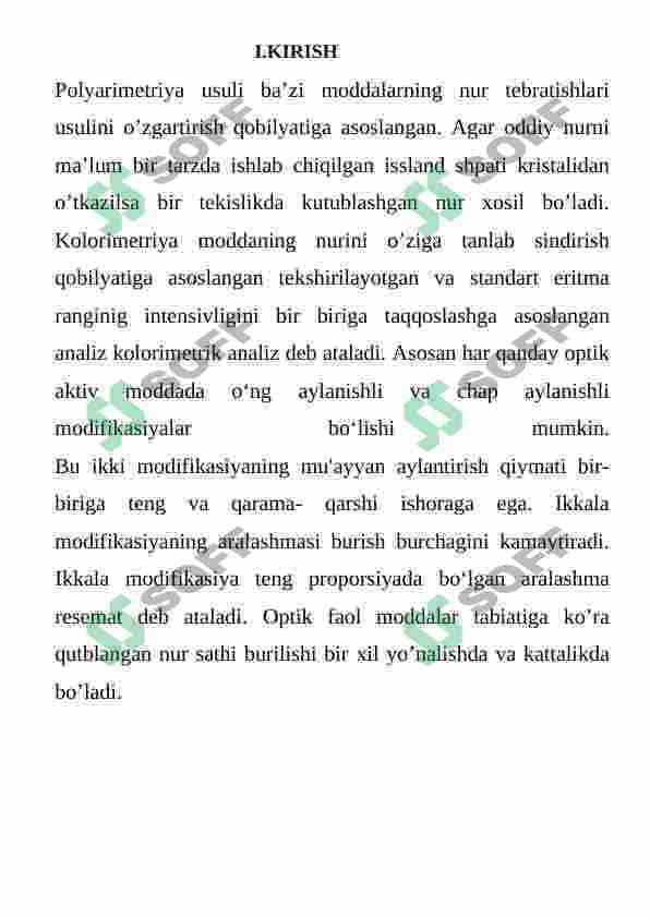 Polyarimetrik usulda dori vositasining qutblangan nurni burish burchagini aniqlash 2