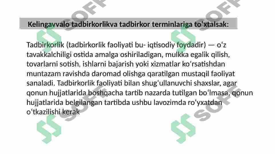 Tadbirkorlik faoliyatining tugatilishi 2