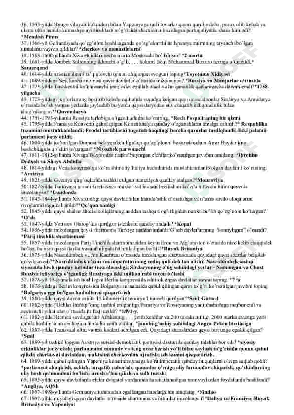 Umumiy Ta'rix-1074 ta savol va javob to'plami 2