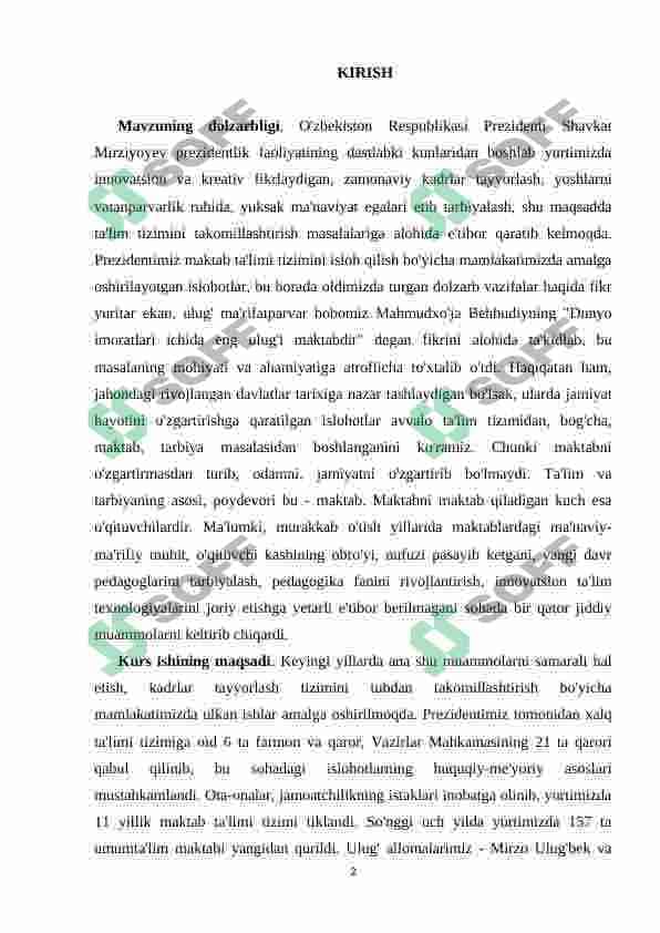 Maktabda ma’naviy va ma’rifiy ishlarni tashkil qilish metodikasi 2