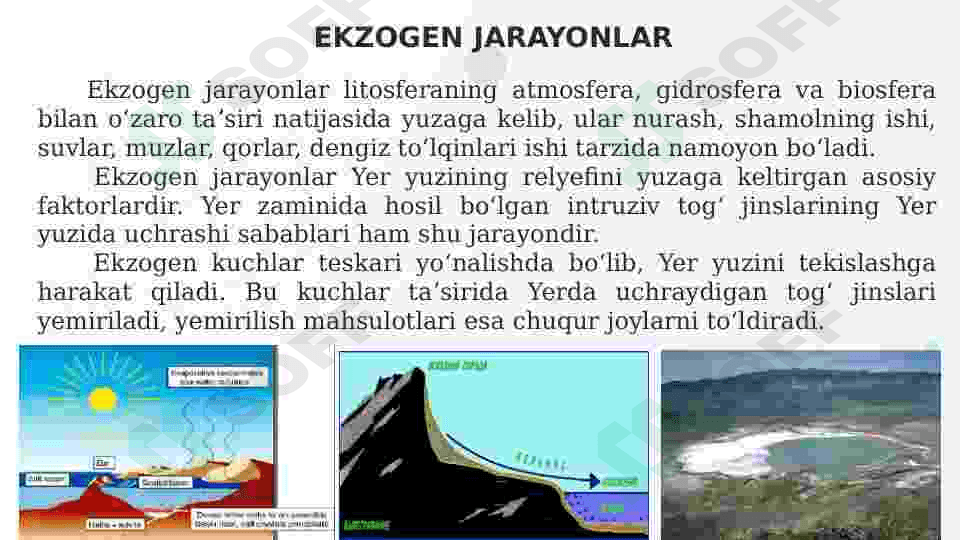 EKZOGEN JARAYONLARDA SHAKLLANADIGAN  FOYDALI QAZILMALAR 2