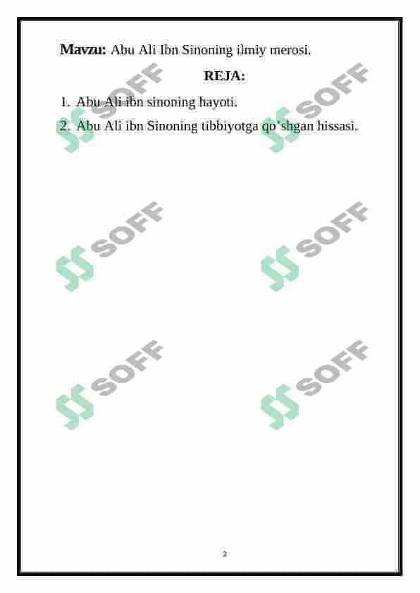 Abu Ali Ibn Sinoning ilmiy merosi 2