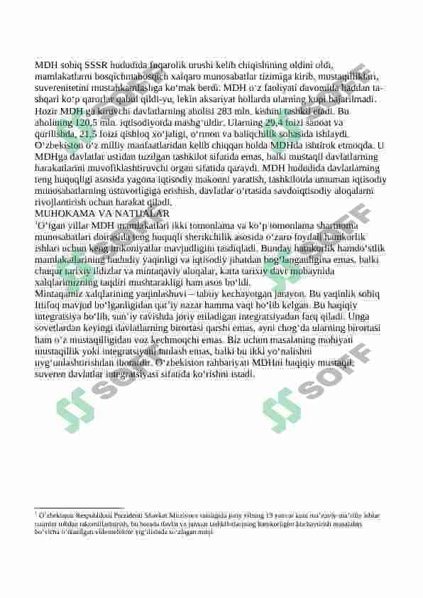 MDHNING TUZILISHI, «YAGONA IQTISODIY MAKON»: TASHKIL ETILISHI. 2