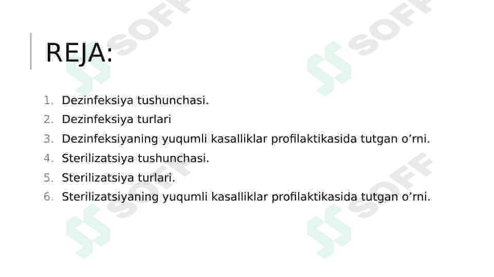 DEZINFEKSIYA VA STERILIZATSIYANING YUQUMLI KASALIKLAR PROFILAKTIKASIDA TUTGAN O’RNI 2