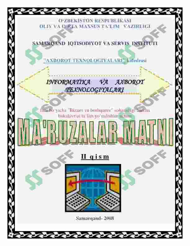 Informayika bo'yicha maruza matni 2-qism 2