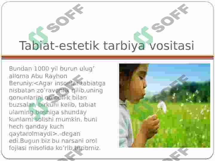 Tabiat estetik tarbiya vositasi {taqdimotppt} 2