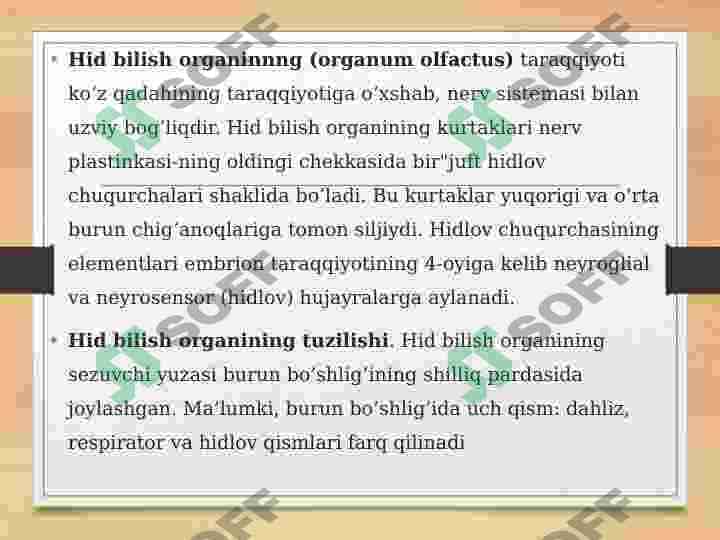 Hid bilish, og'riq idroki 2