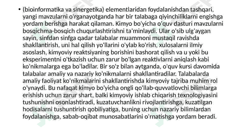 Kimyo darslarida talabalarning amaliy faoliyati ko'nikmalarini shakllantirish 2