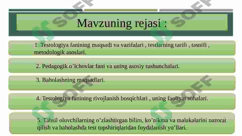 Testalogiya fanining metodologik asoslari. Nostandart test-pedagogik kvalimetriya nazorat va baholash texnologiyasi sifatida 2