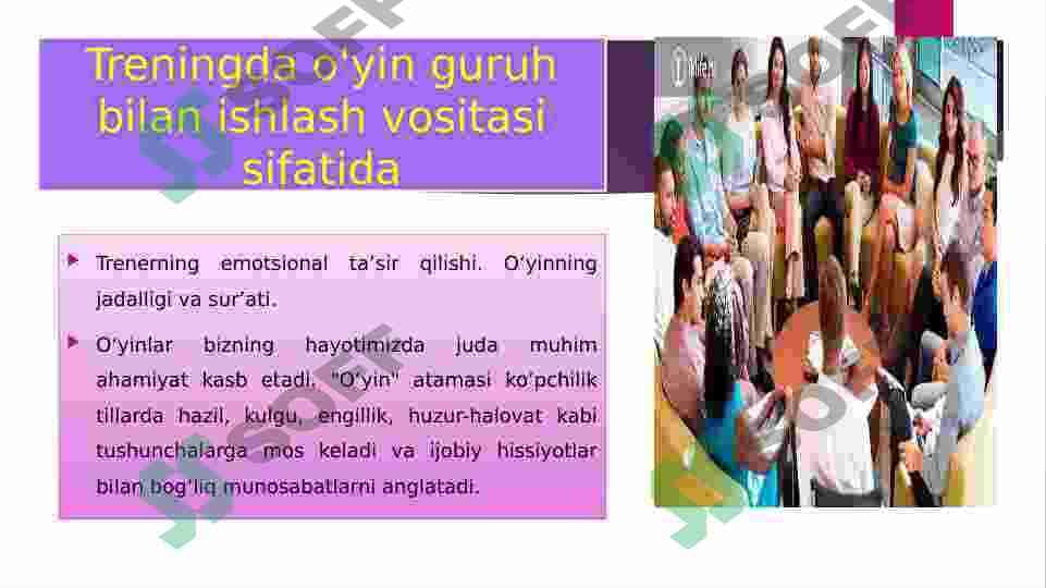 Treningda o'yin guruh bilan ishlash vositasi sifatida 2