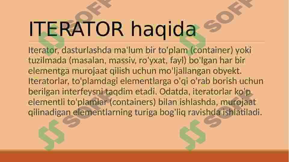 Dasturlash asoslari fanidan, C++ dasturlash tilidan, ITERATOR mavzusi haqida Prezentatsiya taqdimoti 2