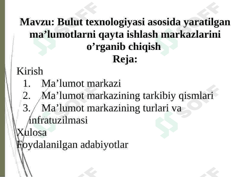 Bulut texnologiyasi asosida yaratilgan ma’lumotlarni qayta ishlash markazlarini o’rganib chiqish 2