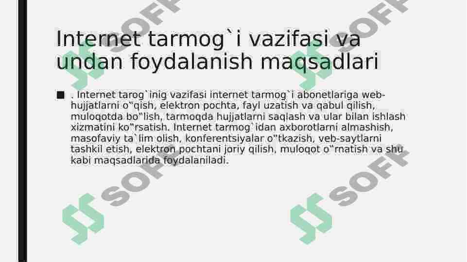Tarmoq texnalogiyalari Internet –shiddat bilan rivojlansih 2015-yillar 2