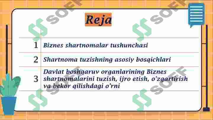 Biznes shartnomalari va ularning turlari. 2