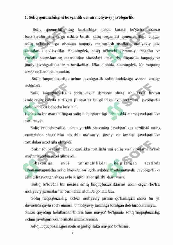 Soliq qonunchiligini buzganlik jismoniy shaxslarga nisbattan javobgarlik turlari va ularning qo'llanish tartibi 2