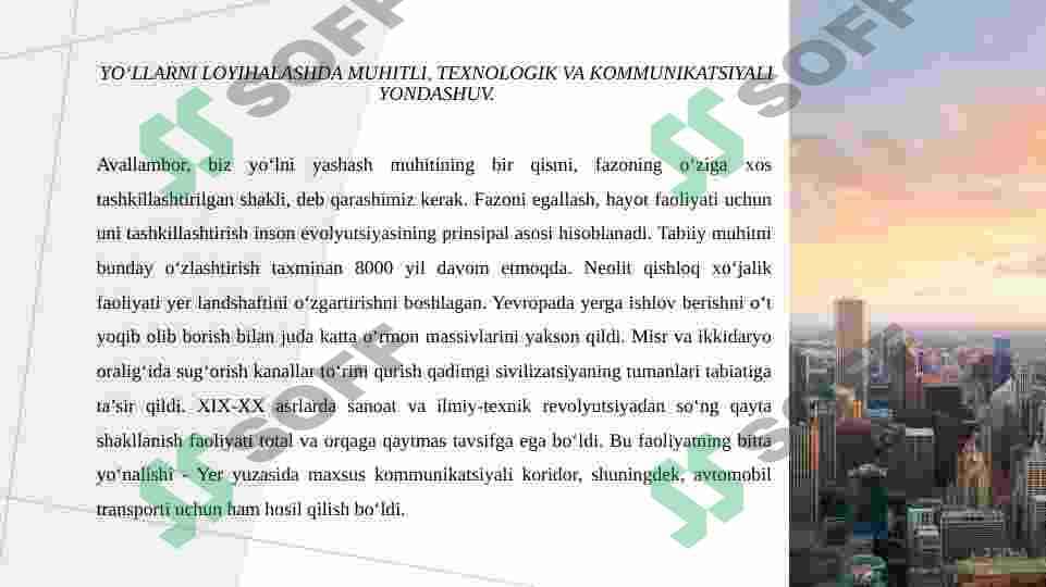 Yo'l transport arxitekturaviy yechim. 2