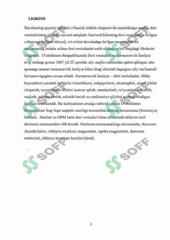 Dorixona tashkilotining foydasini maksimallashtirish negizlarini aniqlash. 2