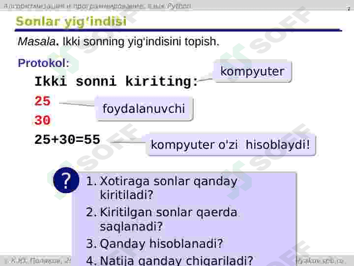 Python dasturlash tiliga kirish. 2