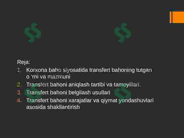 Trensfer bahoni shakllantirish 2