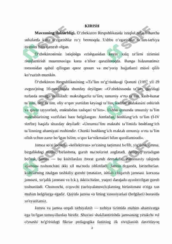 Jamoani tashkil etish metodikasi 2