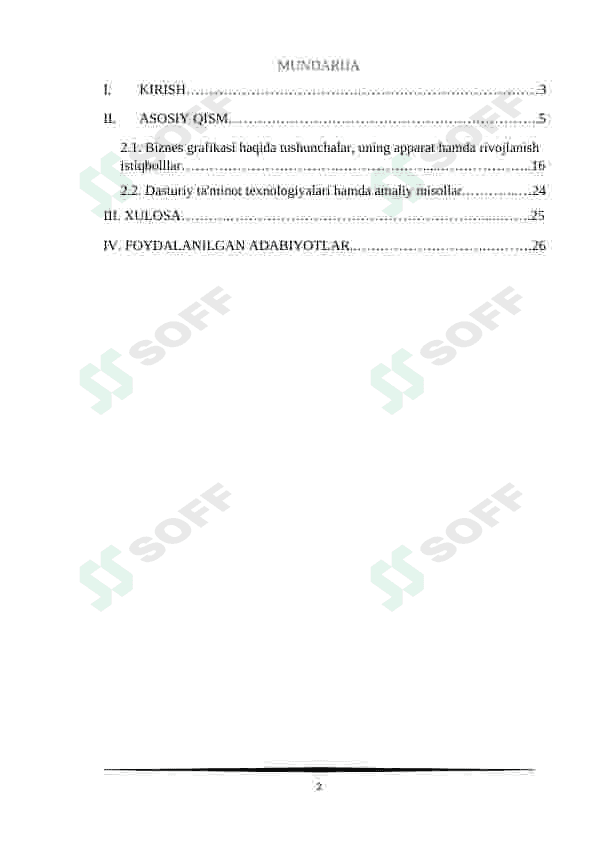 Biznes grafikasi, uning apparat va dasturiy ta'minot hamda rivojlanish istiqbollari 2