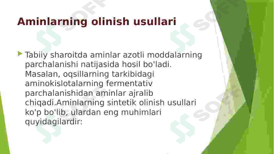 Аminlаrning оlinish usullаri. Diаminlаr – putrеsin, kаdаvеrin. Azobo`yoqlar. 2