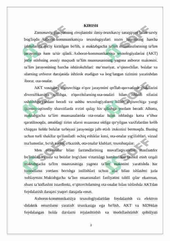 Maktabgacha yoshdagi bolalarga ta’lim-tarbiya berishda axborot texnologiyalarining o’rni 2