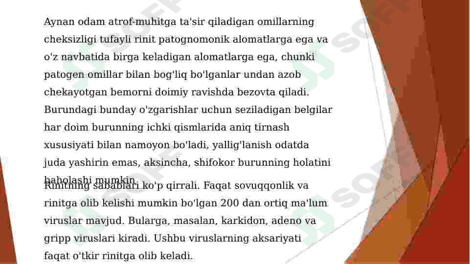 Rinit { burun shilliq qavatining yallig'lanishi } 2
