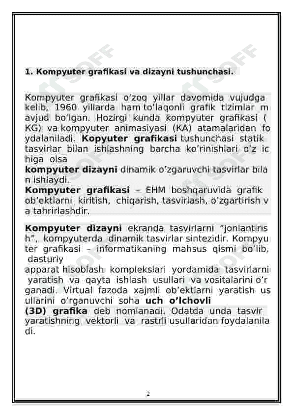 Komputer grafikasi va dizayni 2