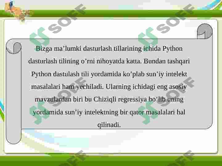 Yechishda chiziqli regletsiyadan foydalanishning amaliy imkoniyatlari prognozlash imkoniyatlari 2