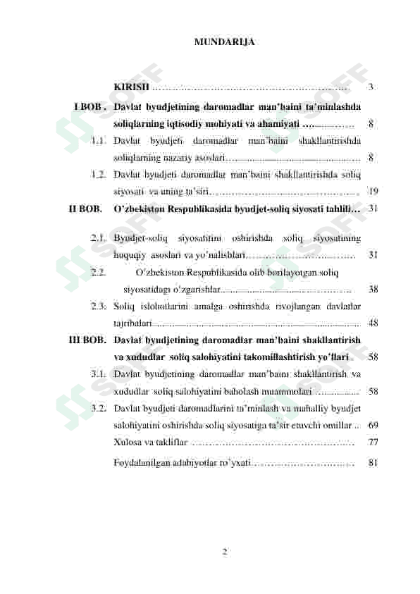 Byudjet-soliq siyosati mamlakat iqtisodiy siyosatining ajralmas bug’uni sifatida (O’zbekiston Respublikasi misolida) 2