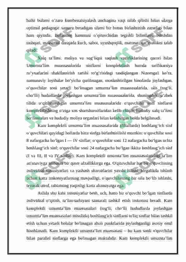 Oz komplektli maktablarda matematika o’qitishni tashkil qilish 2