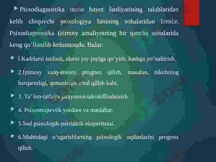 Ilmiy psixodiagnostika bilan amaliy psixodiagnostikaning o'zaro aloqalari 2