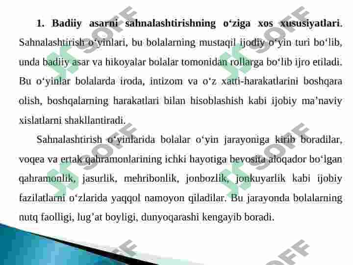 Badiiy asarlarni sahnalashtirish turlari va uni qo'yib ko'rsatish texnologiyasi 2