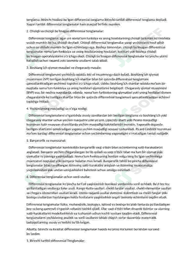 Differinsial tenglamalarni taqriban yechish va dasturini tuzish 2