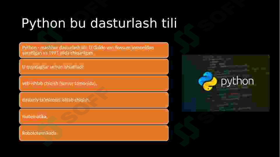 Python dasturlash tili umumiy tanishuv 2