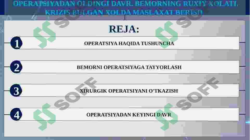 OPERATSIYADAN OLDINGI DAVR. BEMORNING RUXIY XOLATI. KRIZIS BULGAN XOLDA MASLAXAT BERISH 2